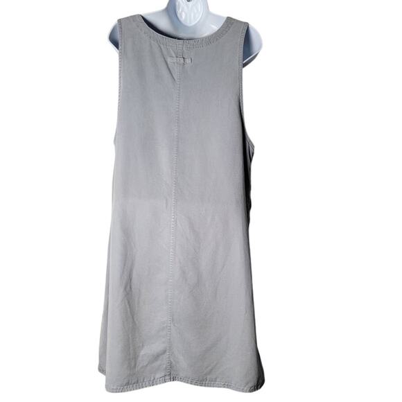 Talbots Lagenlook Modest Jumper Dress Gray M 100% Tencel Lyocell USA Pockets VTG - Picture 2 of 11